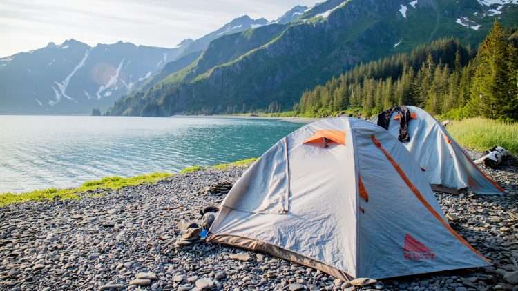 camping by a lake