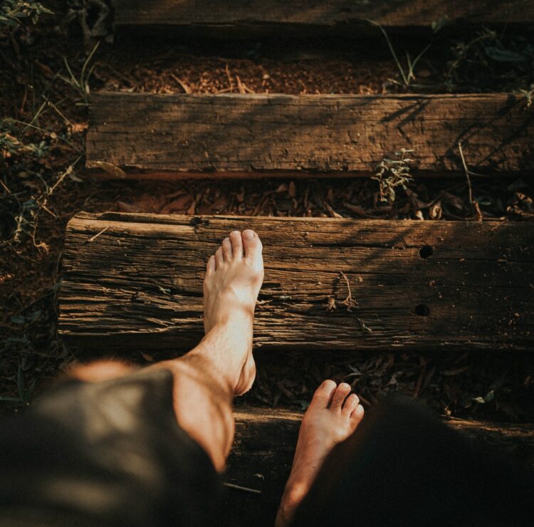 barefoot on wood